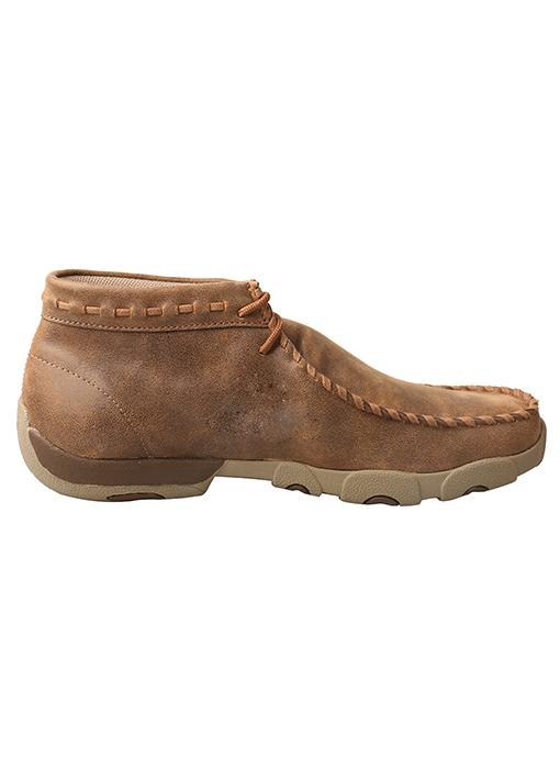 Brown Moc with Tan Soles and laced accents right view