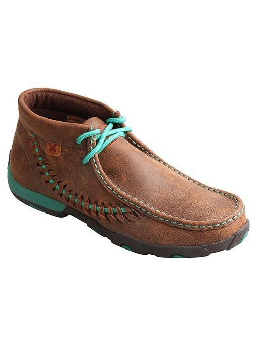 Women's Fabrice shoe with brown sole and teal accents