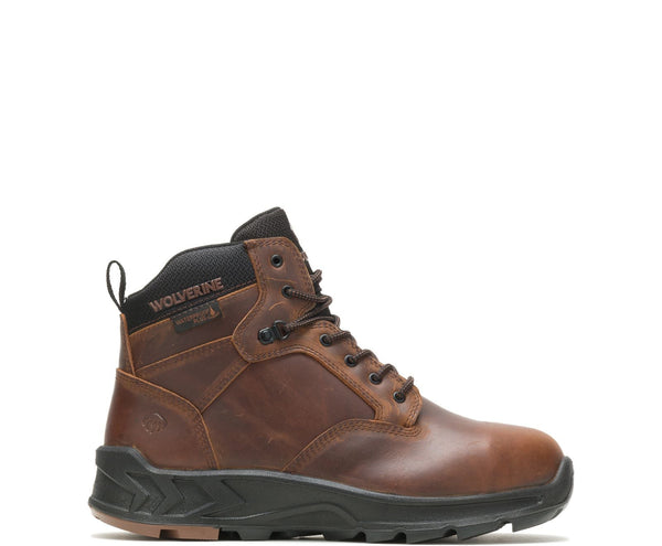 brown lace up work boot with Wolverine logo