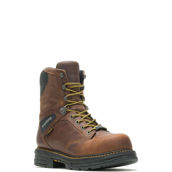 Men's Brown Boots with yellow laces/trim and black sole