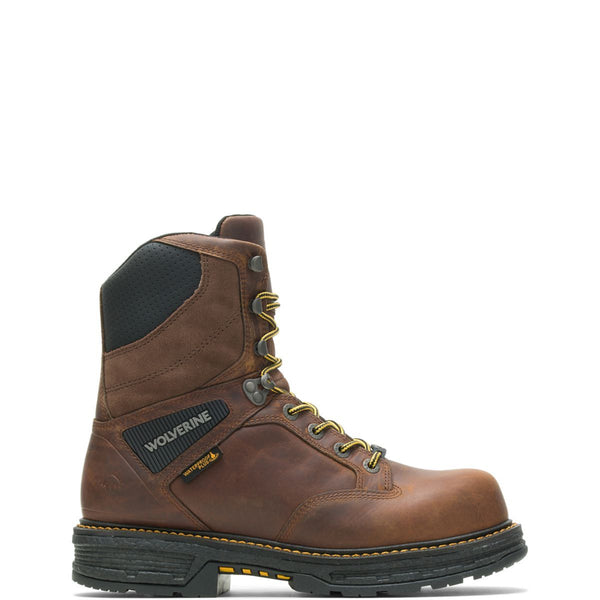 Men's Brown Boots with yellow laces/trim and black sole right view