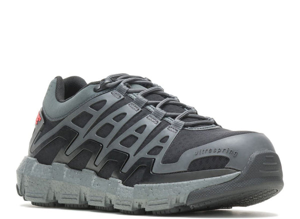 three toned grey athletic mesh vented work shoe with grey laces
