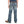 Load image into Gallery viewer, boy in navy shirt and big brown belt with faded jeans back view
