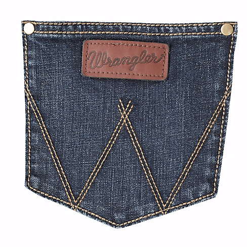 Brown Wrangler Patch and Gold W Embroidered on back pocket