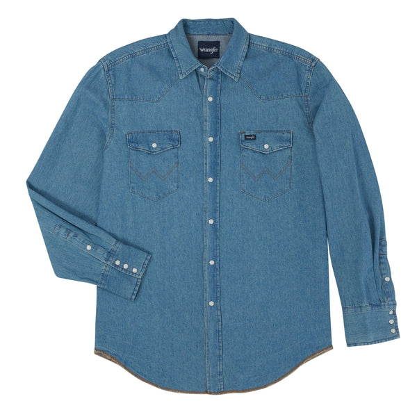 Wrangler Men's - Cowboy Cut Western/Work Stonewash Denim Long Sleeve Snap Solid Shirt - Tall ME.AP.SHIRT L.S. - SOLIDVF JEANSWEAR, INC.