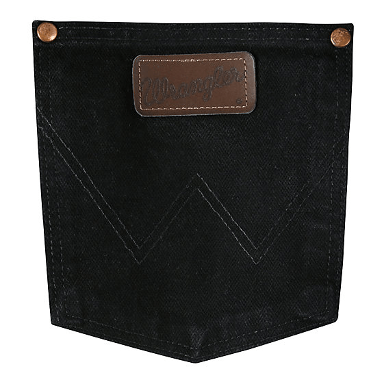 Brown Patch and W Embroidered on Black Jean's Pocket