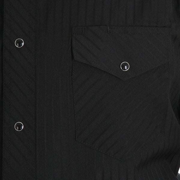 Wrangler Men's - Long Sleeve Western Snap Dobby Stripe Shirt Black - Tall ME.AP.SHIRT L.S. - SOLIDVF JEANSWEAR, INC.
