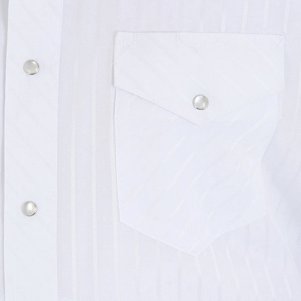 Wrangler Men's - Long Sleeve Western Snap Dobby Stripe Shirt White - Tall ME.AP.SHIRT L.S. - SOLIDVF JEANSWEAR, INC.