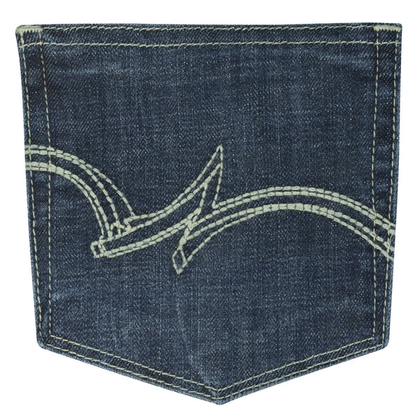 embroidery on back pocket of women's jean