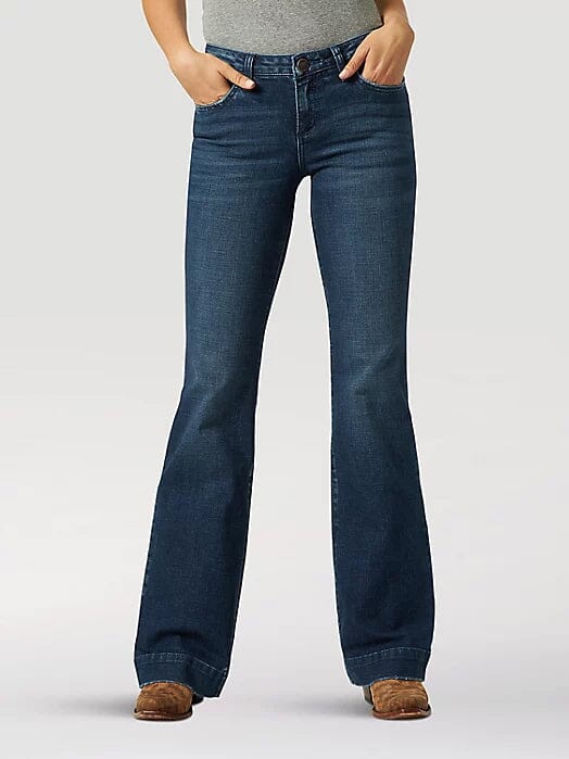 Mast & Harbour Women Blue Wide Leg Flared Mid-Rise Clean Look Jeans
